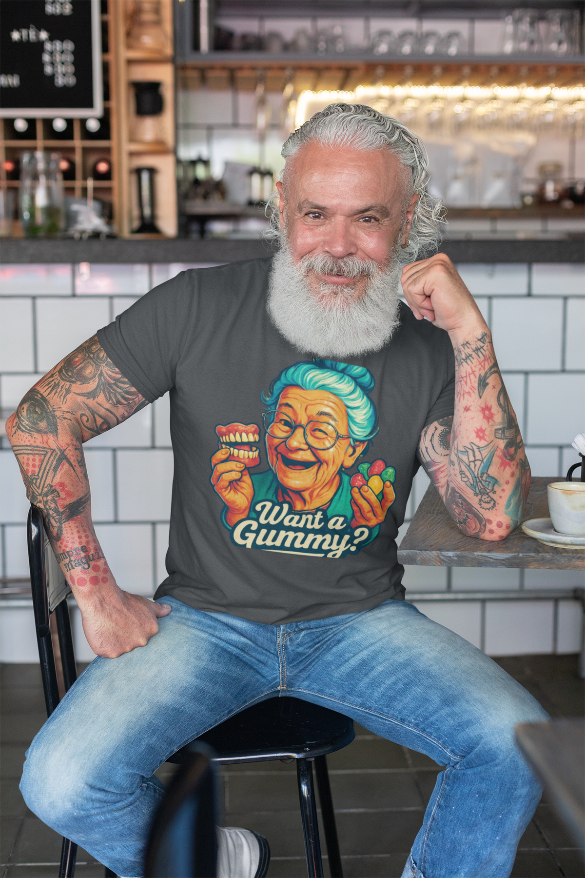 Dark Humor Adult T-Shirt — Grandma Asking 