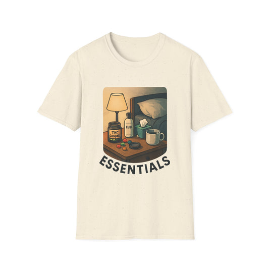 "Essentials" Adult T-Shirt — Dark Humor Bedtime Essentials Tee